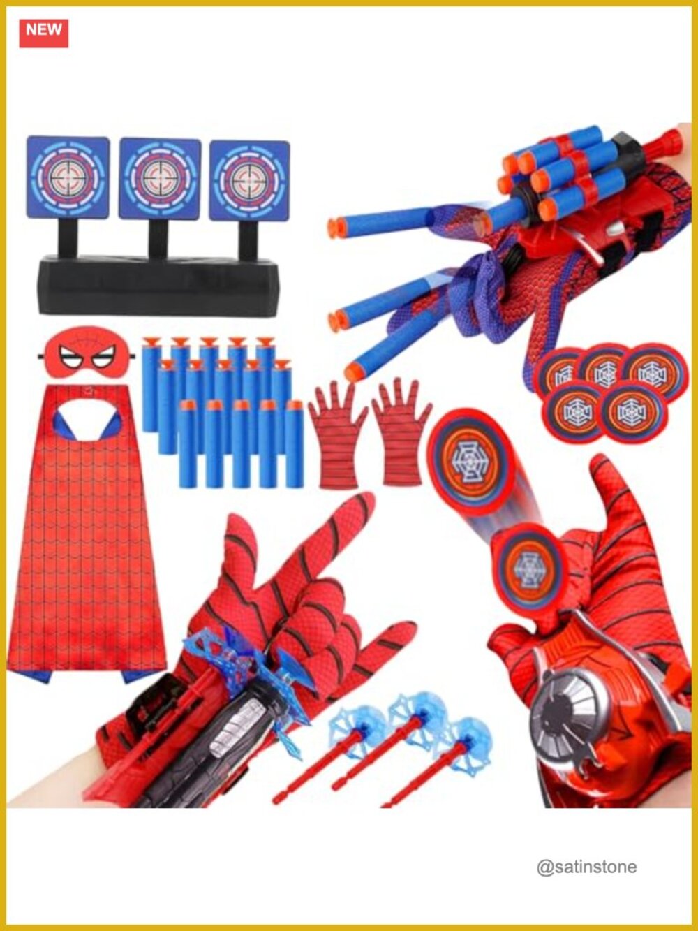 Spider Web Shooter Set with Gloves, Cape & Mask - Halloween Costume Role Play